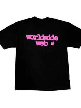 Sp5der Worldwide Web Pink Graphic Tee – Black - Large